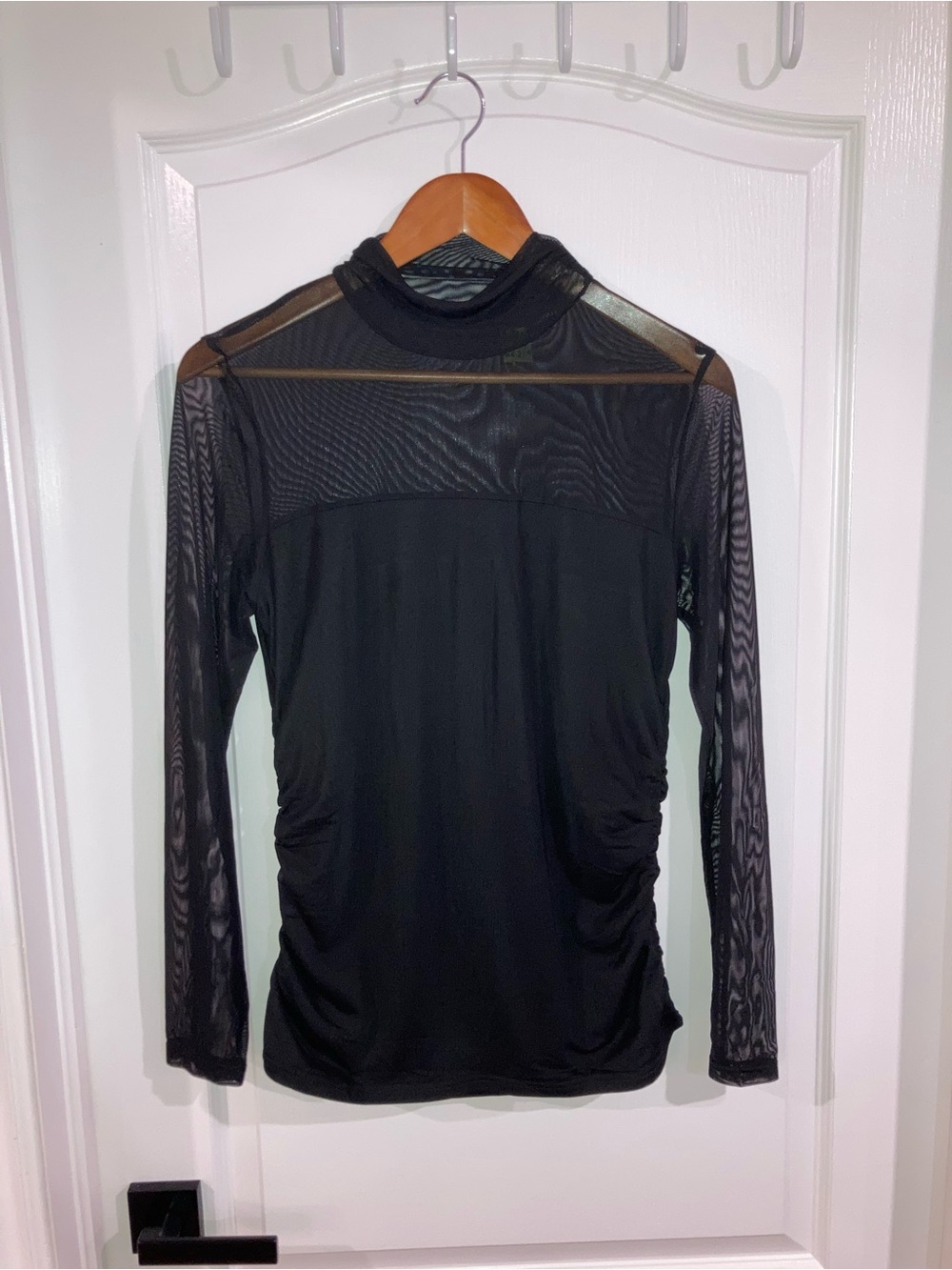 Zeagoo Black Mesh Turtleneck Long Sleeve Top - size XL